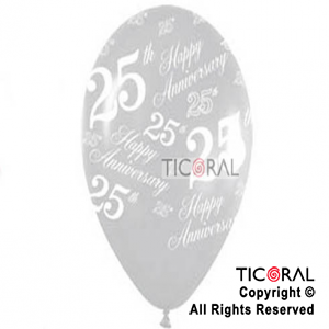 GLOBO SEMPERTEX R12 INF SATIN PLATA 25 ANIVERSARIO x 50